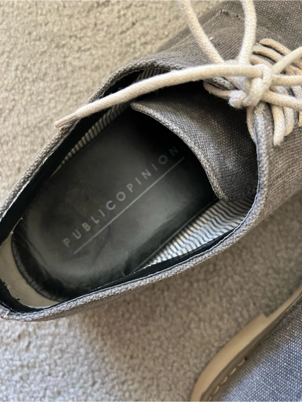Public Copine Men's Gray Canvas Derby Shoes